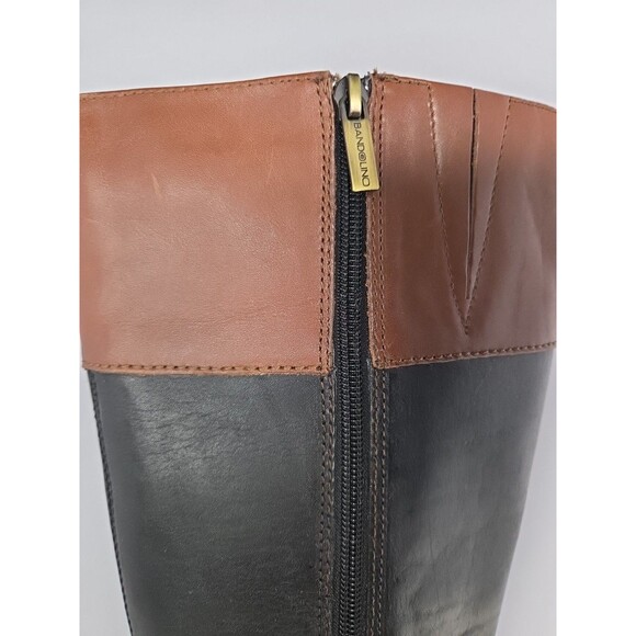 Bandolini Black Leather Riding Boots Zip Closure Brown Leather Accents Sz 7 M - Picture 7 of 15